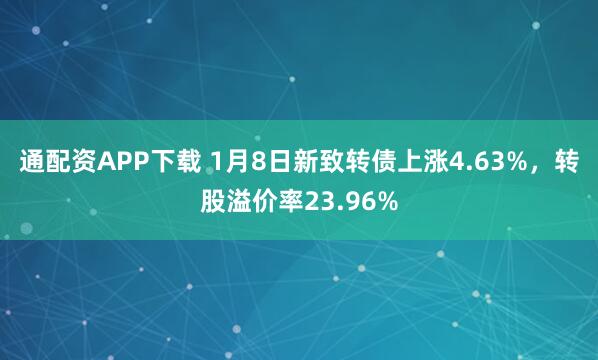 通配资APP下载 1月8日新致转债上涨4.63%，转股溢价率23.96%
