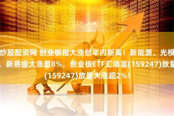 炒股配资网 创业板指大涨创年内新高！新能源、光模块板块齐升，新易盛大涨超8%，创业板ETF汇添富(159247)放量大涨超2%！